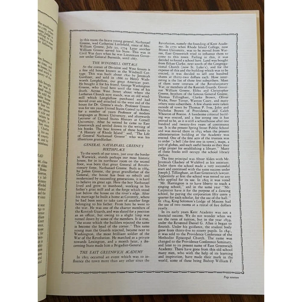 250th ANNIVERSARY CELEBRATION OF FOUNDING EAST GREENWICH RHODE‎ ISLAND 1927 book